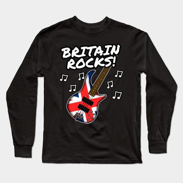 UK Flag Bass Guitar Bassist British Musician Long Sleeve T-Shirt by doodlerob